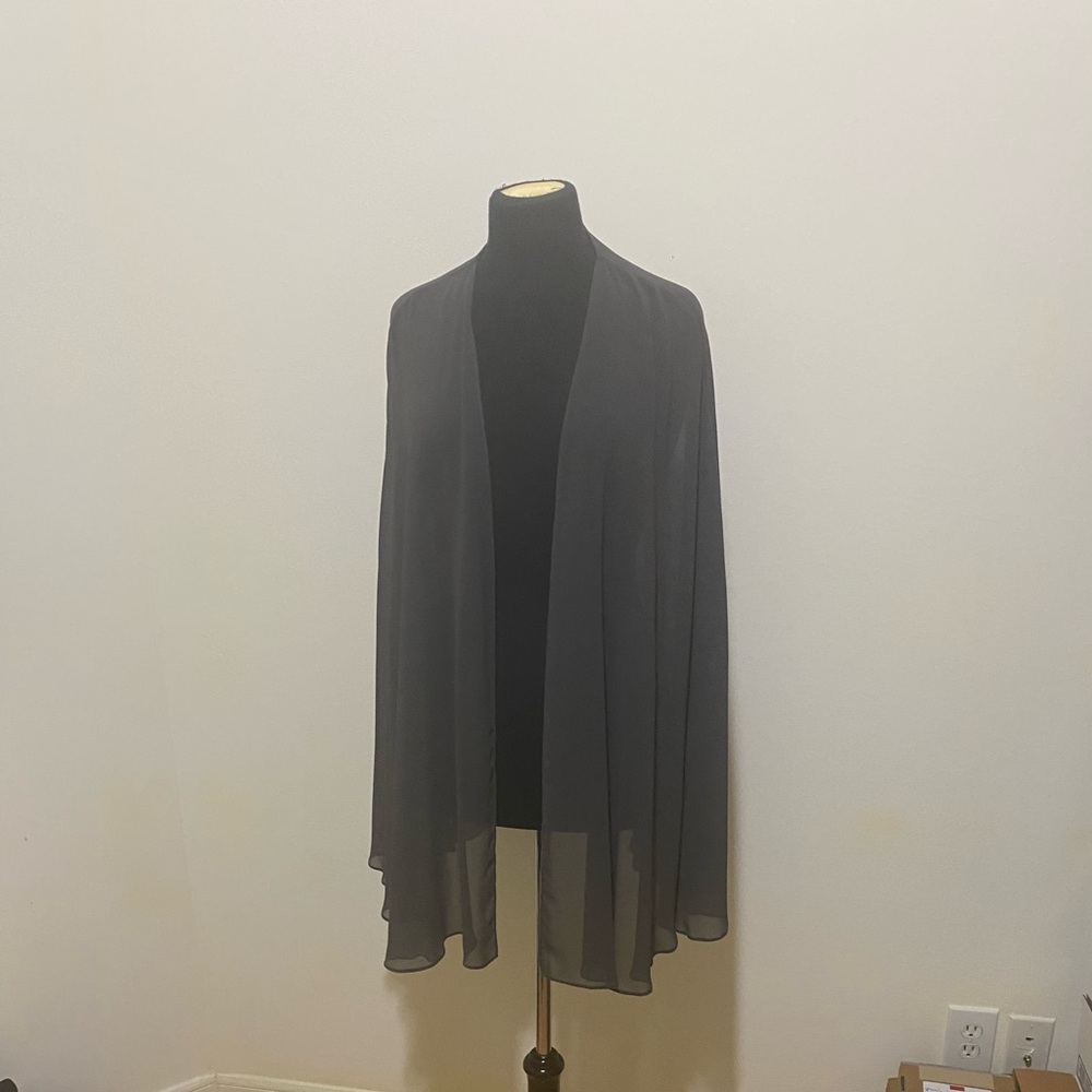 Tahari Arthur Levine Elegant Sheer Dark Gray Wrap